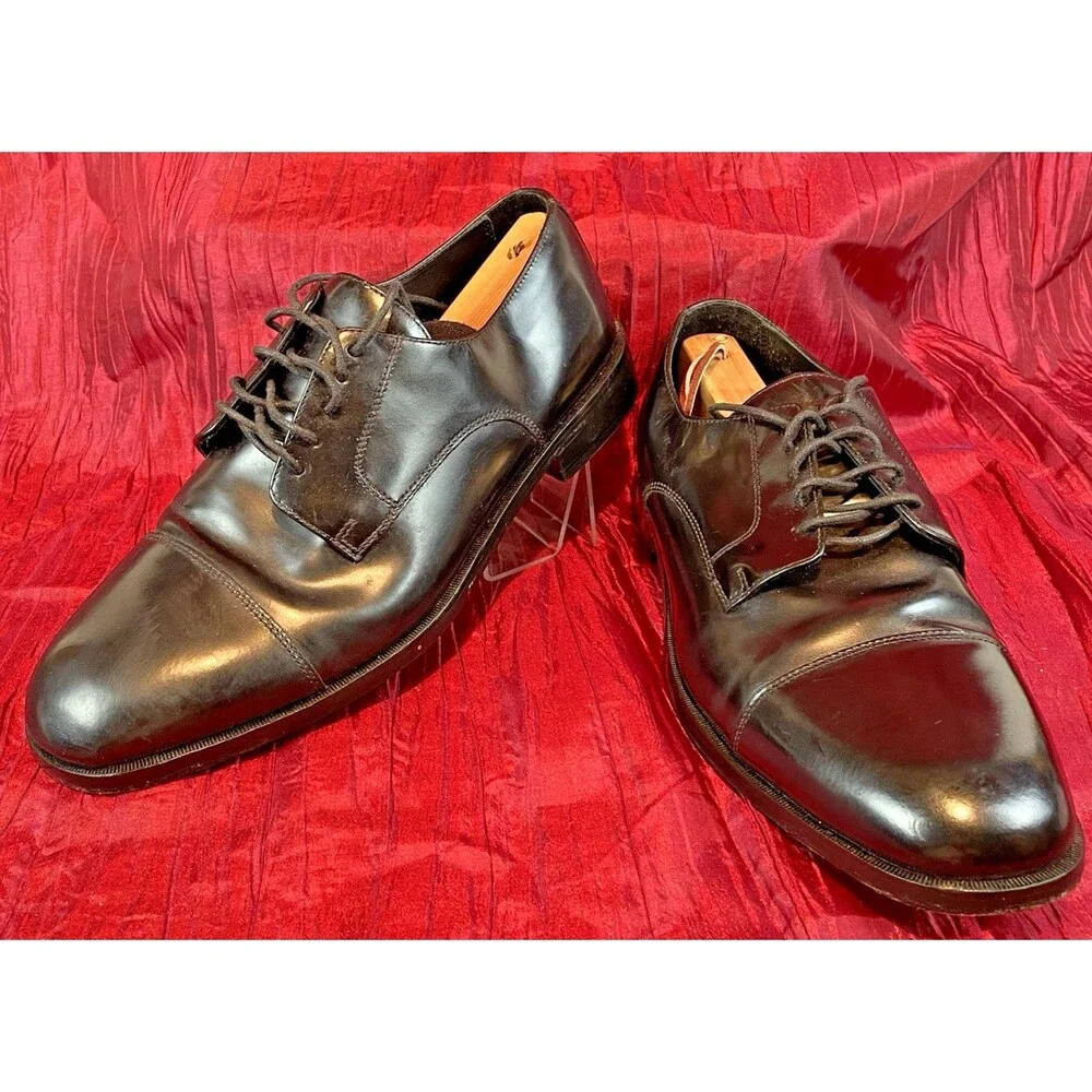 Mens Nunn Bush Dress Flex Black Leather Cap Toe Oxford Dress Shoes sz 11W